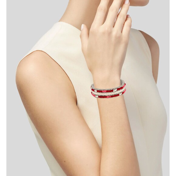 Isabel Marant Beaded Embroidered Cuff Bracelet Red White - Picture 7 of 7